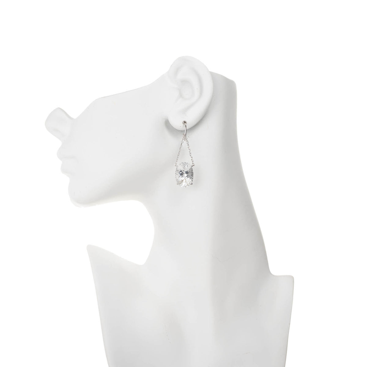 Vintage 22.5ct Cut Oval White Topaz Scroll Settings 14k Wire Dangle Earrings – image 6