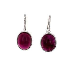 Peter Suchy 18.23ct Pink Tourmaline Cabochon Dangle Earrings 18k Gold