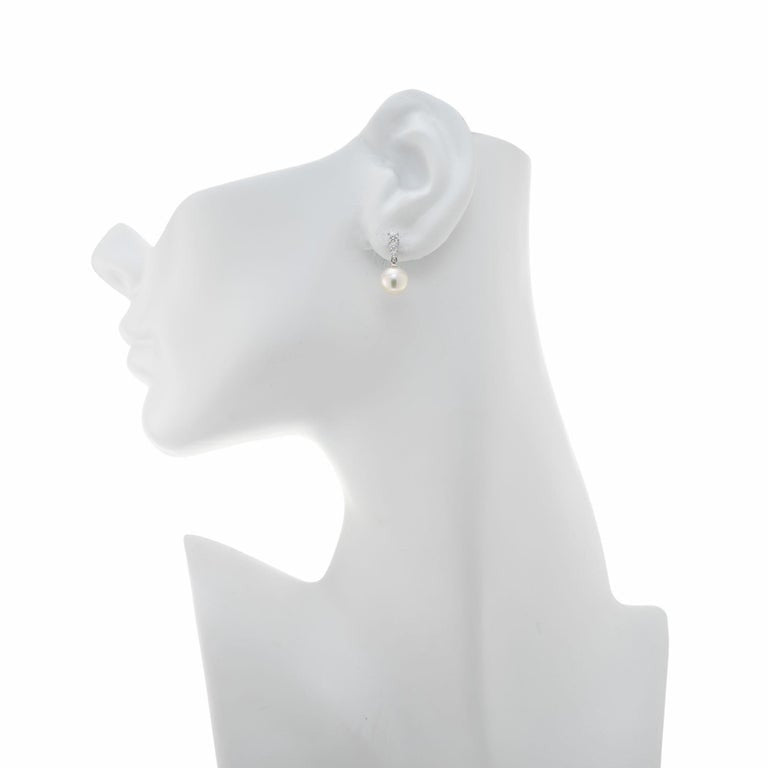 Mikimoto .30 Carat Diamond Pearl Dangle Earrings – image 5
