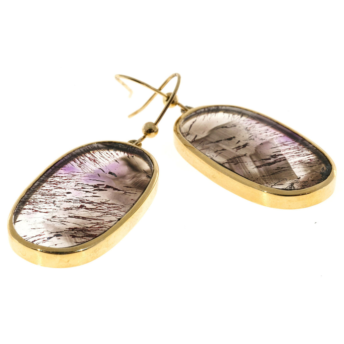Vintage 40.82ct High Grade Clear Quartz Amethyst Rutile 14k Frame &Wire Earrings – image 4