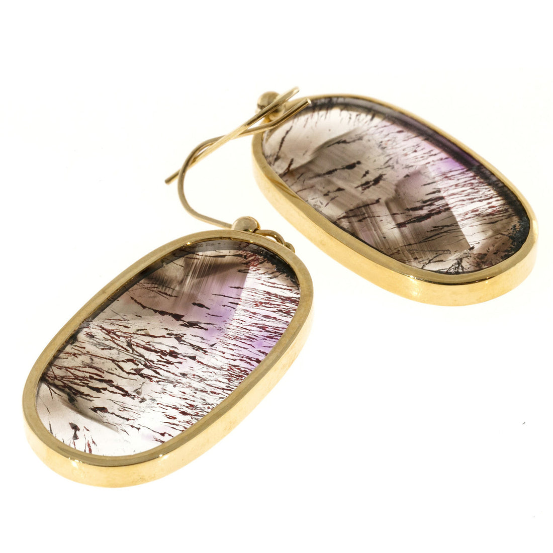 Vintage 40.82ct High Grade Clear Quartz Amethyst Rutile 14k Frame &Wire Earrings – image 6