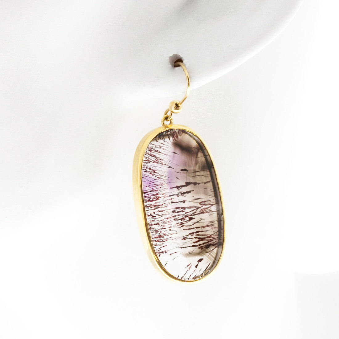 Vintage 40.82ct High Grade Clear Quartz Amethyst Rutile 14k Frame &Wire Earrings – image 5