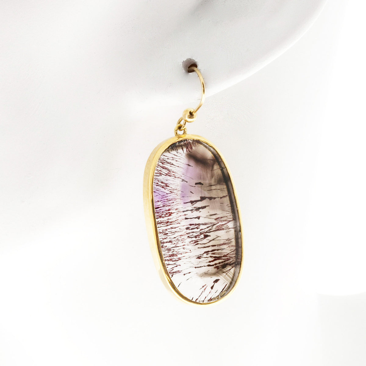 Vintage 40.82ct High Grade Clear Quartz Amethyst Rutile 14k Frame &Wire Earrings – image 5
