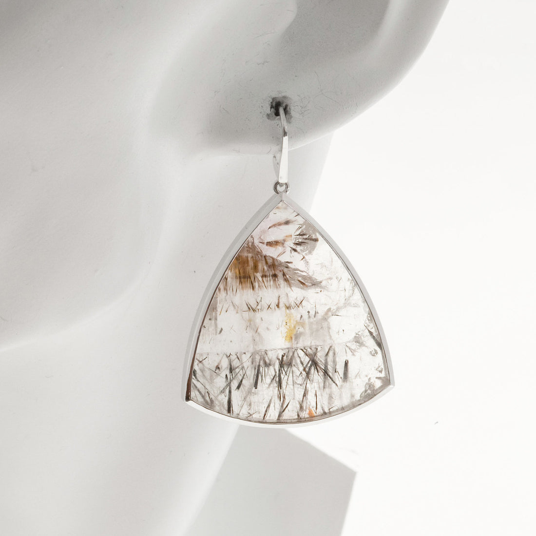 Peter Suchy 18k White Gold 84.94ct Quartz Natural Rutile Inclusions Earrings – image 4