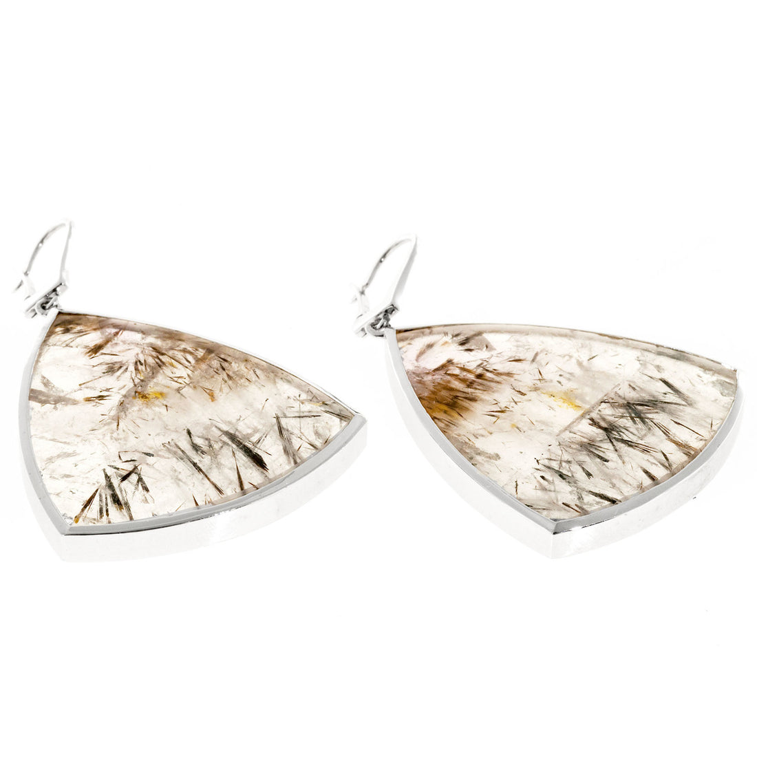 Peter Suchy 18k White Gold 84.94ct Quartz Natural Rutile Inclusions Earrings – image 2