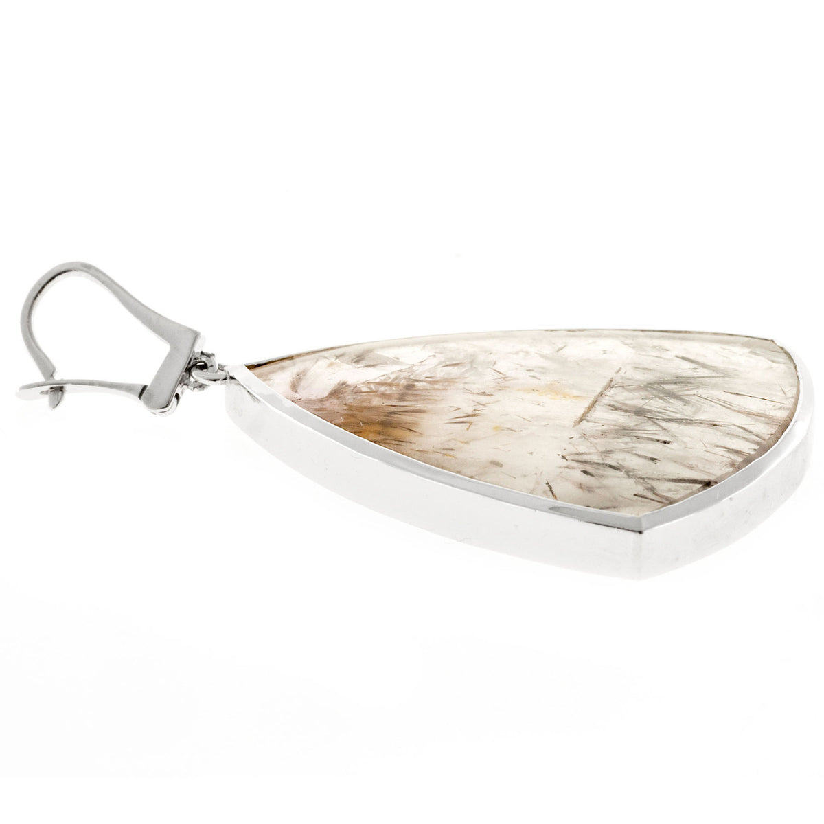 Peter Suchy 18k White Gold 84.94ct Quartz Natural Rutile Inclusions Earrings – image 3