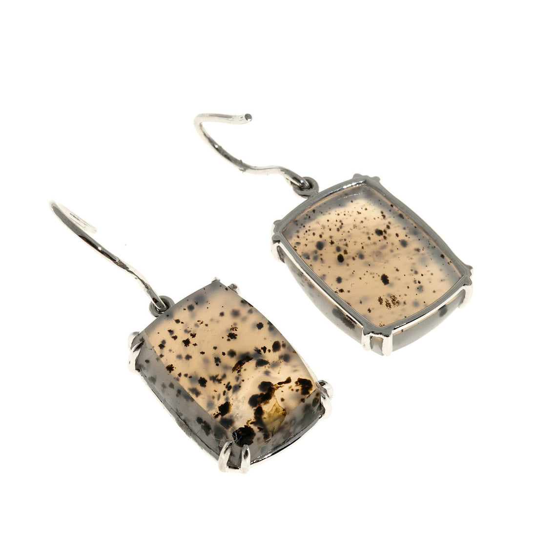Vintage 16.67ct Quartz Black Inclusions 14k White Gold Peter Suchy Earrings – image 5