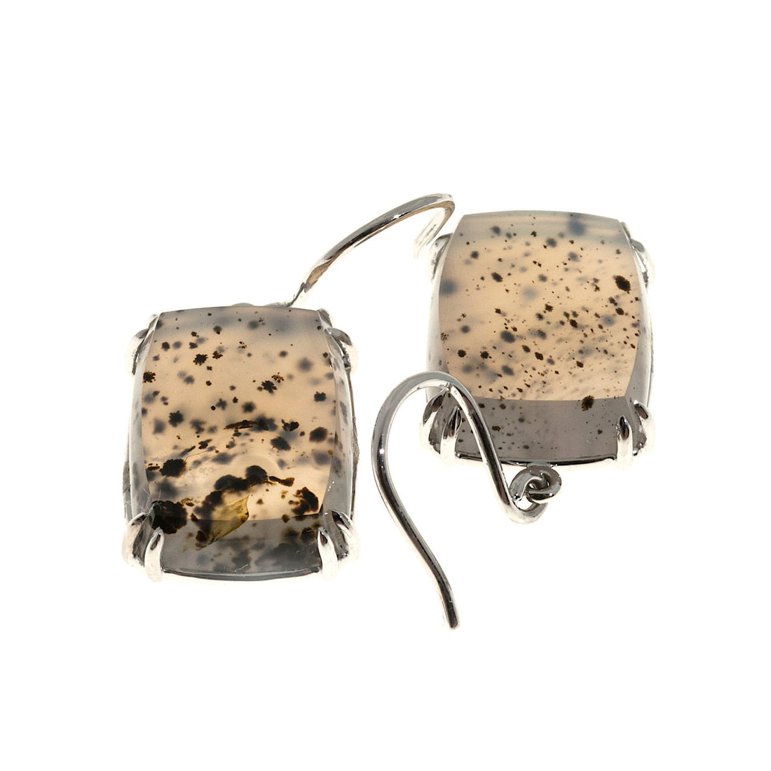 Vintage 16.67ct Quartz Black Inclusions 14k White Gold Peter Suchy Earrings – image 6