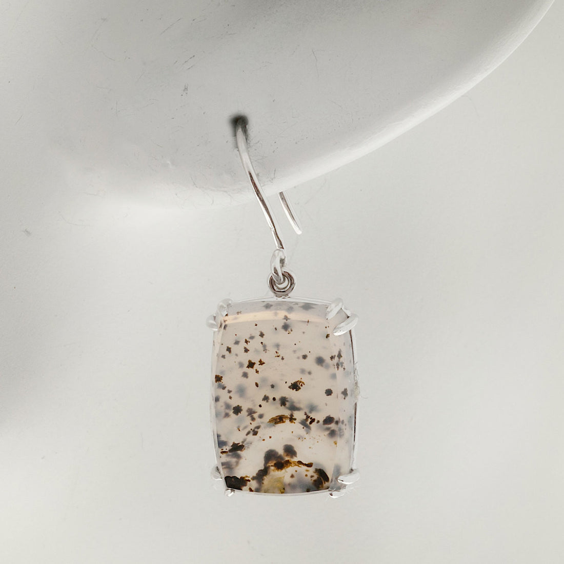 Vintage 16.67ct Quartz Black Inclusions 14k White Gold Peter Suchy Earrings – image 7