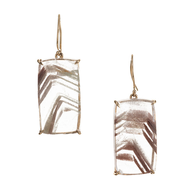 Peter Suchy 42.13 Carat Quartz Crystal 14k Yellow Gold Dangle Earrings