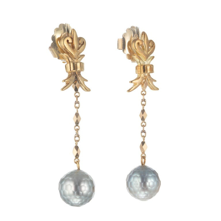 Robin Rotenier Pearl Yellow Gold Drop Dangle Earrings – image 2