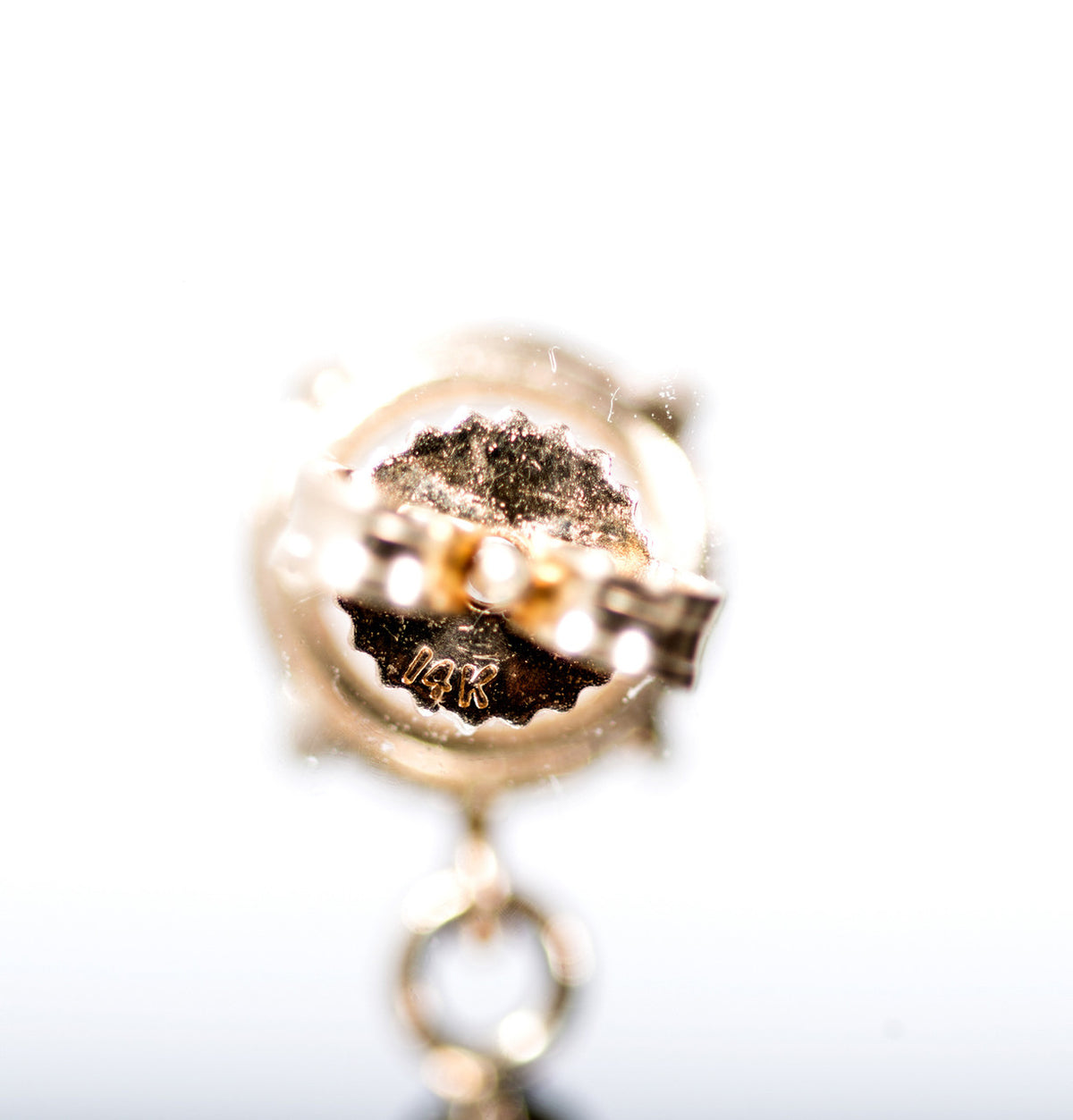 Garnet Blue Oval Moonstone Gold Dangle Earrings – image 4