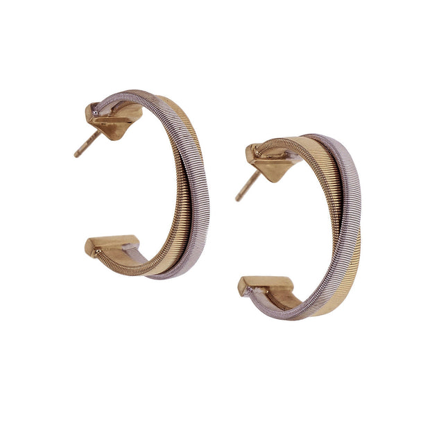 Marco Bicego Masai Hoop Earrings 18k Yellow White Gold