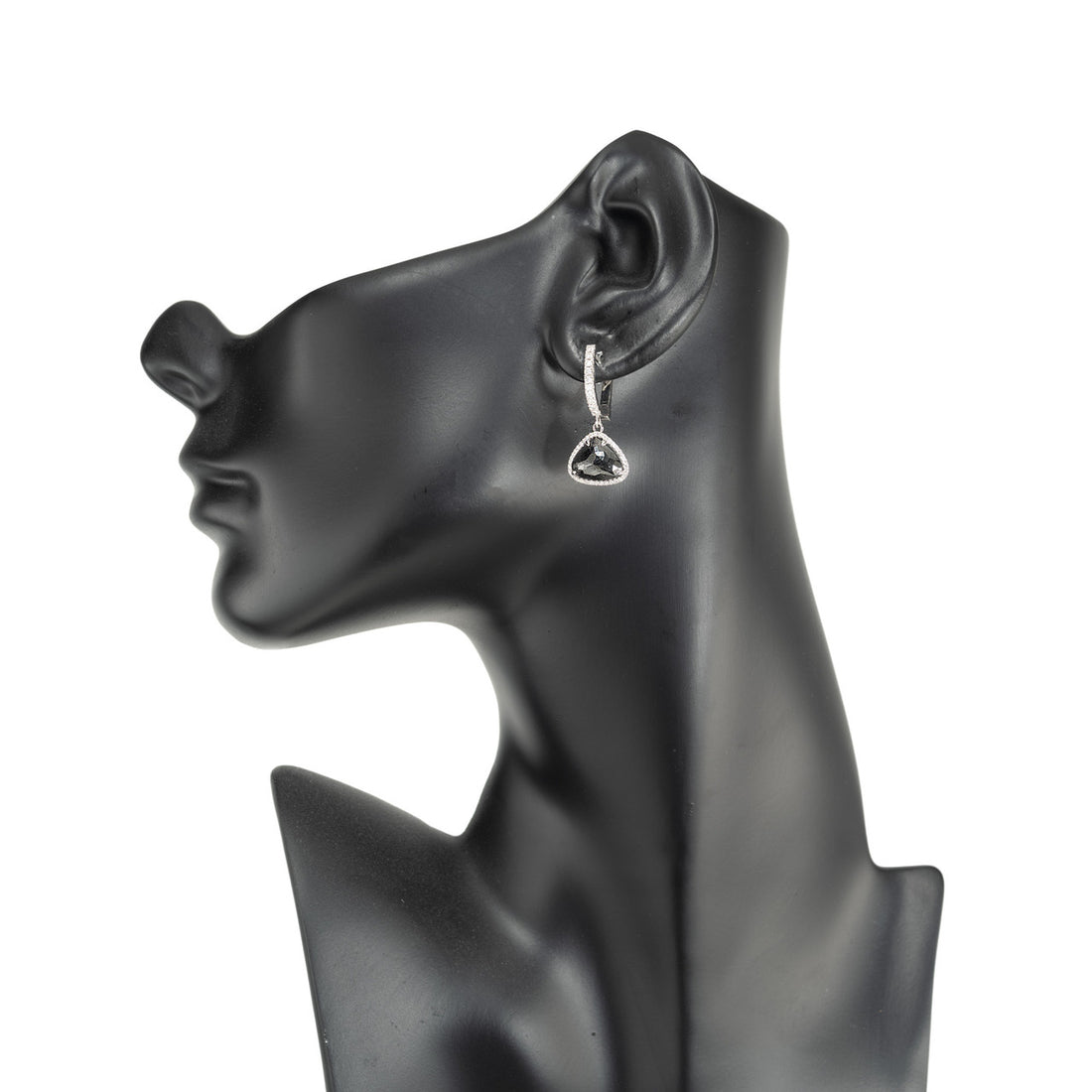 Peter Suchy 3.89 Carat Black Diamond White Gold Dangle Halo Earrings – image 5