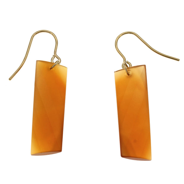 Peter Suchy Swirl Cut Carnelian Dangle Earrings 14k Yellow Gold