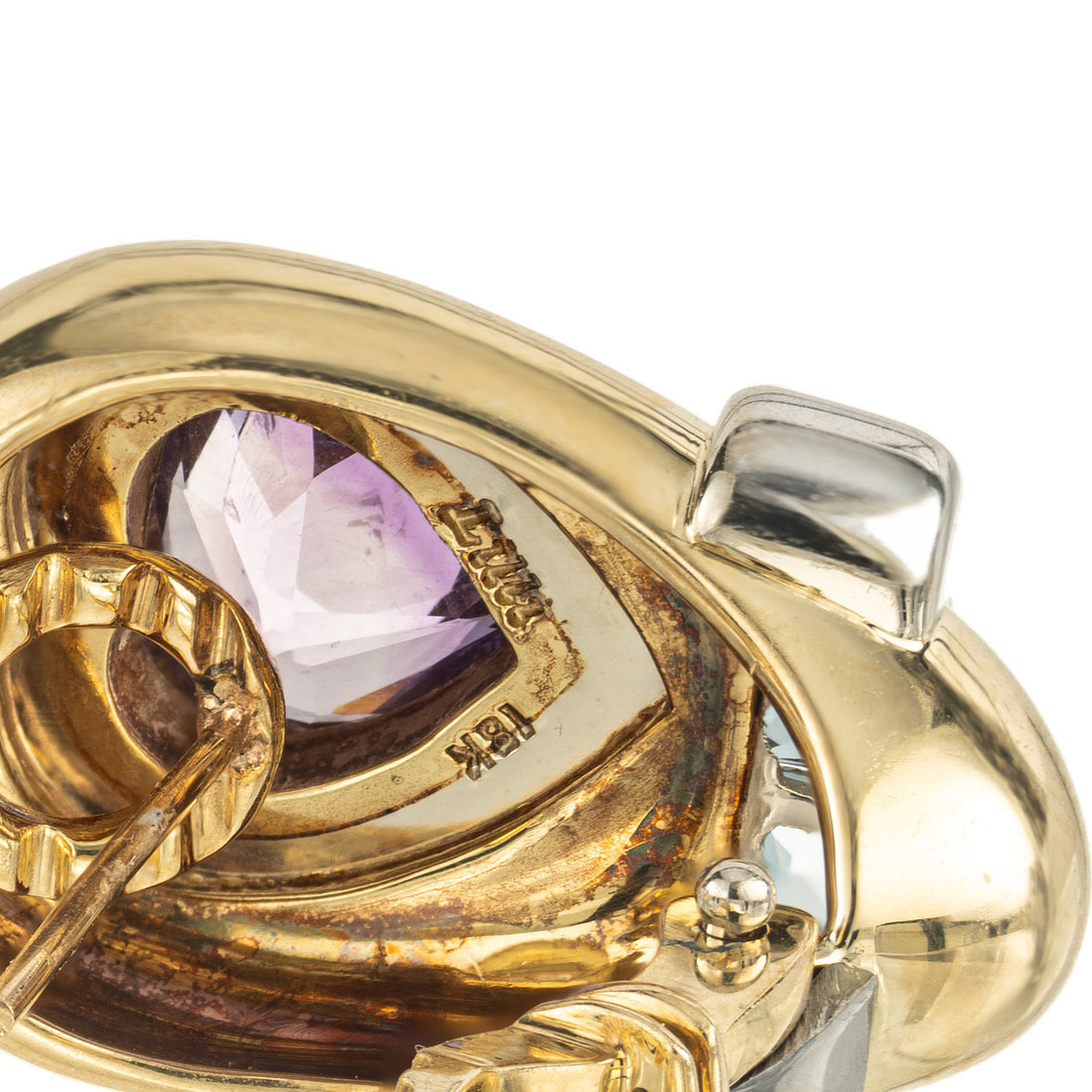 Lilli 10.00 Carat Heart Amethyst Square Aquamarine Clip Post Gold Earrings – image 6