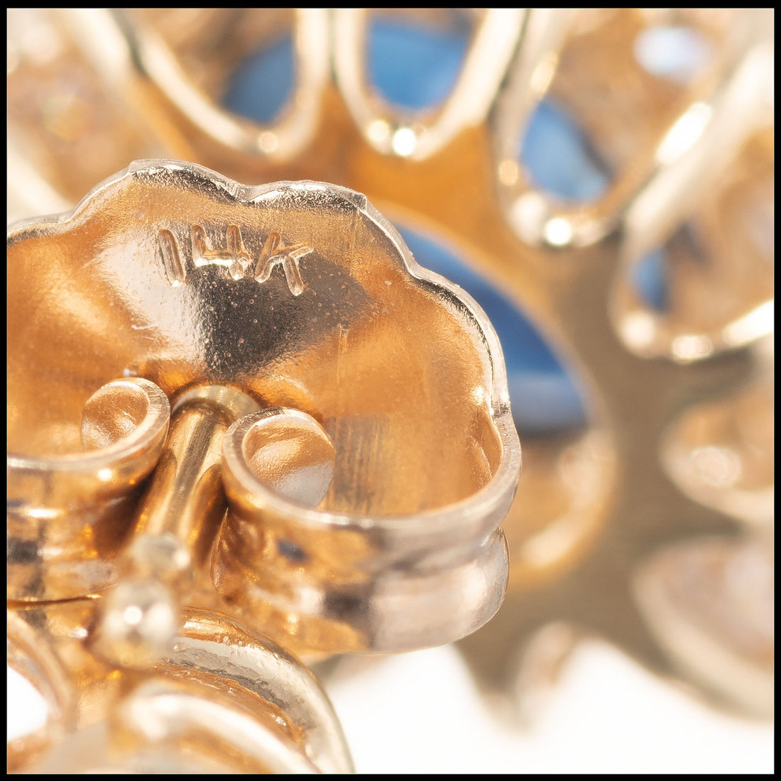 2.00 Carat Blue Oval Sapphire Diamond Halo Stud Earrings – image 5