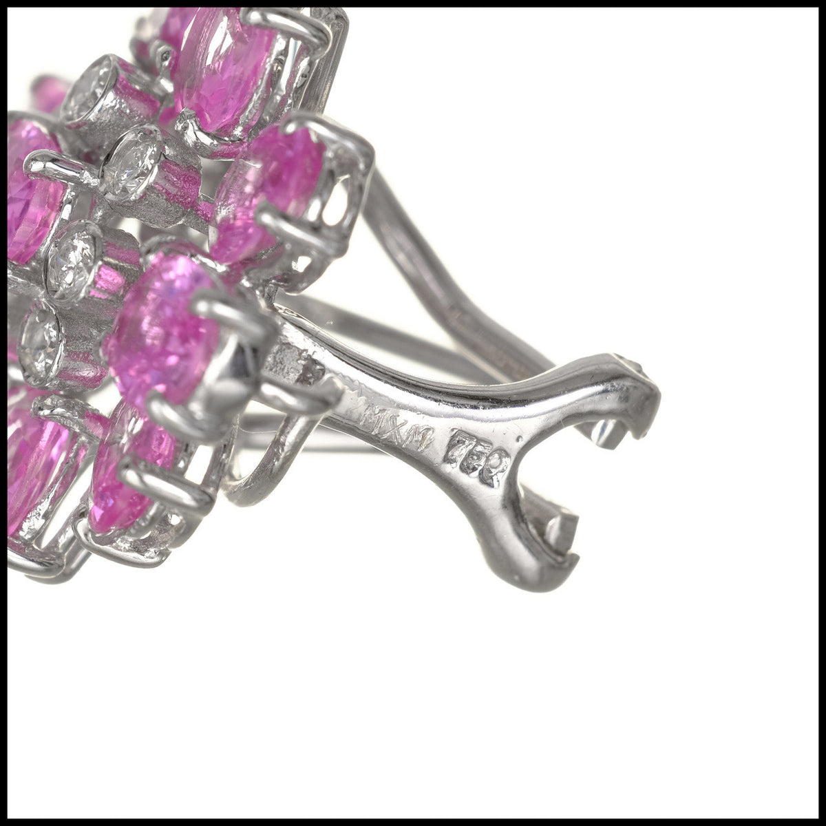 GIA Certified 11.33 Carat Pink Sapphire Diamond White Gold Cluster Earrings – image 5