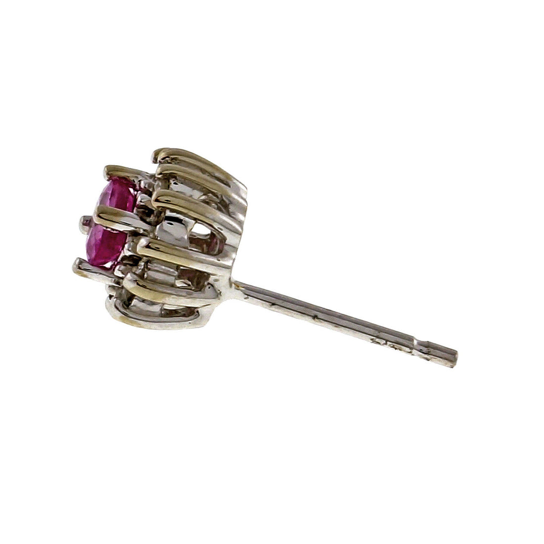 Vintage Pink Sapphire .40ct Diamond 14k White Gold Diamond Cluster Earrings – image 4