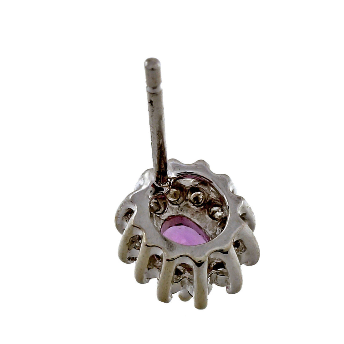 Vintage Pink Sapphire .40ct Diamond 14k White Gold Diamond Cluster Earrings – image 6