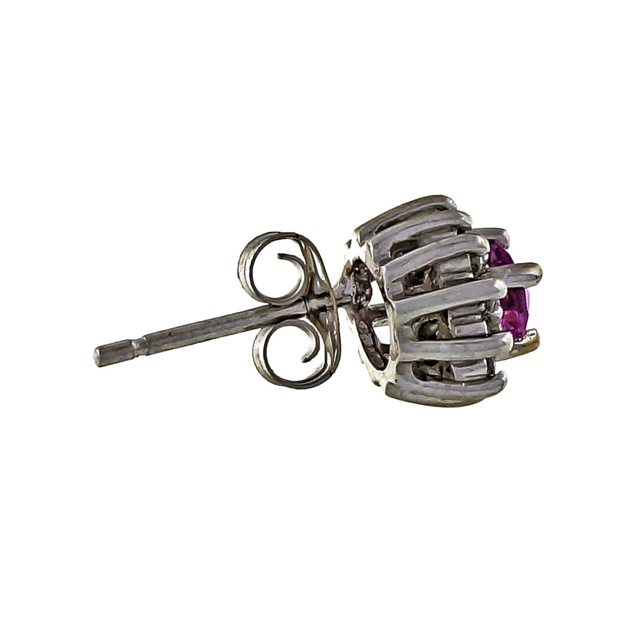 Vintage Pink Sapphire .40ct Diamond 14k White Gold Diamond Cluster Earrings – image 8