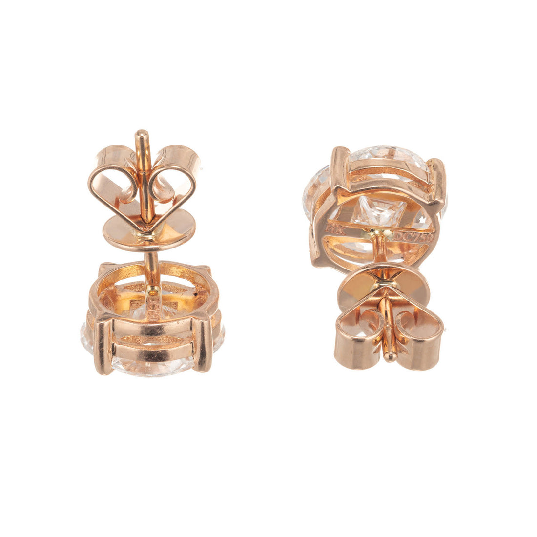 1.54 Carat Diamond Rose Gold Cluster Earrings – image 4