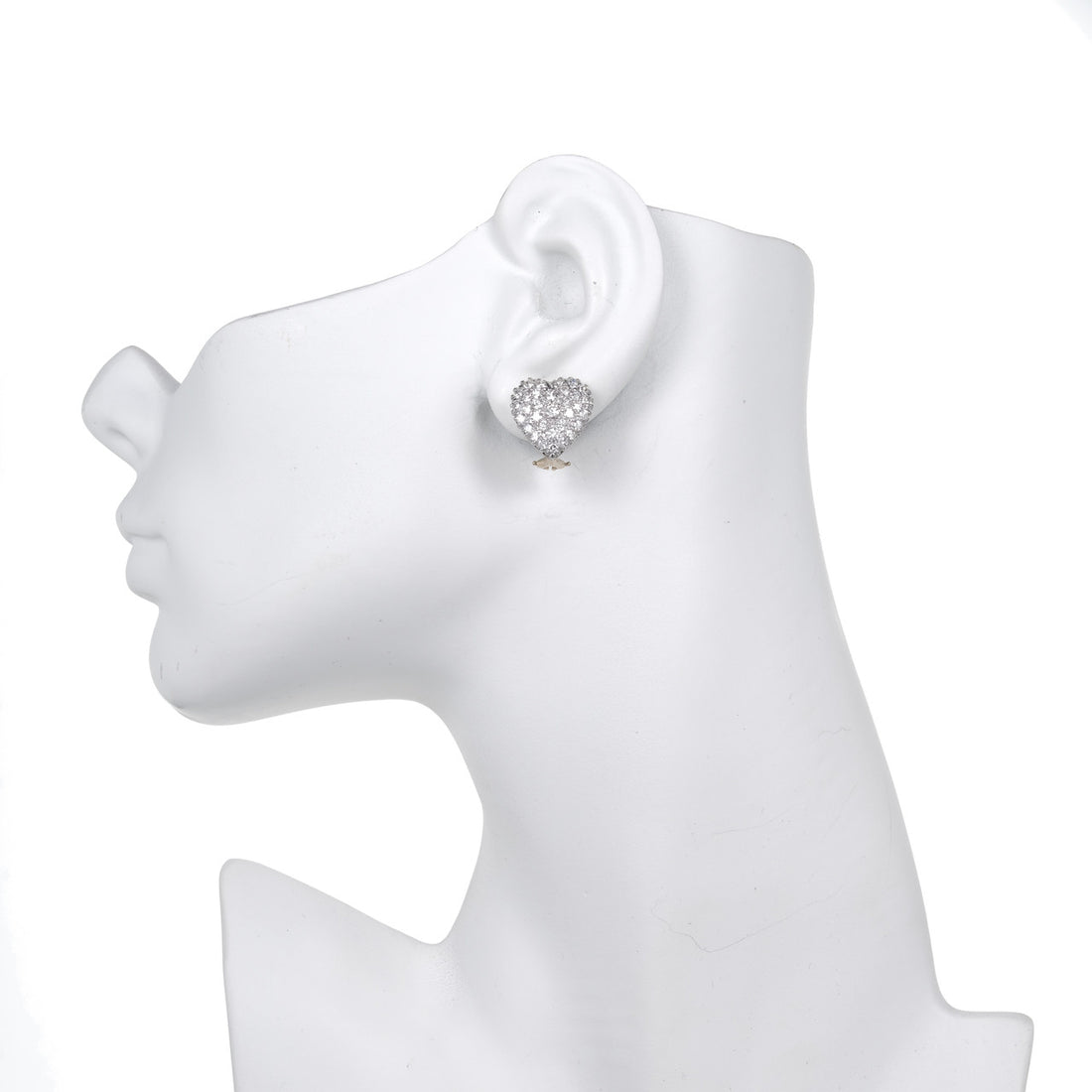 Pave Round Diamond Heart Clip Post Earrings 14k Two Tone Gold – image 3