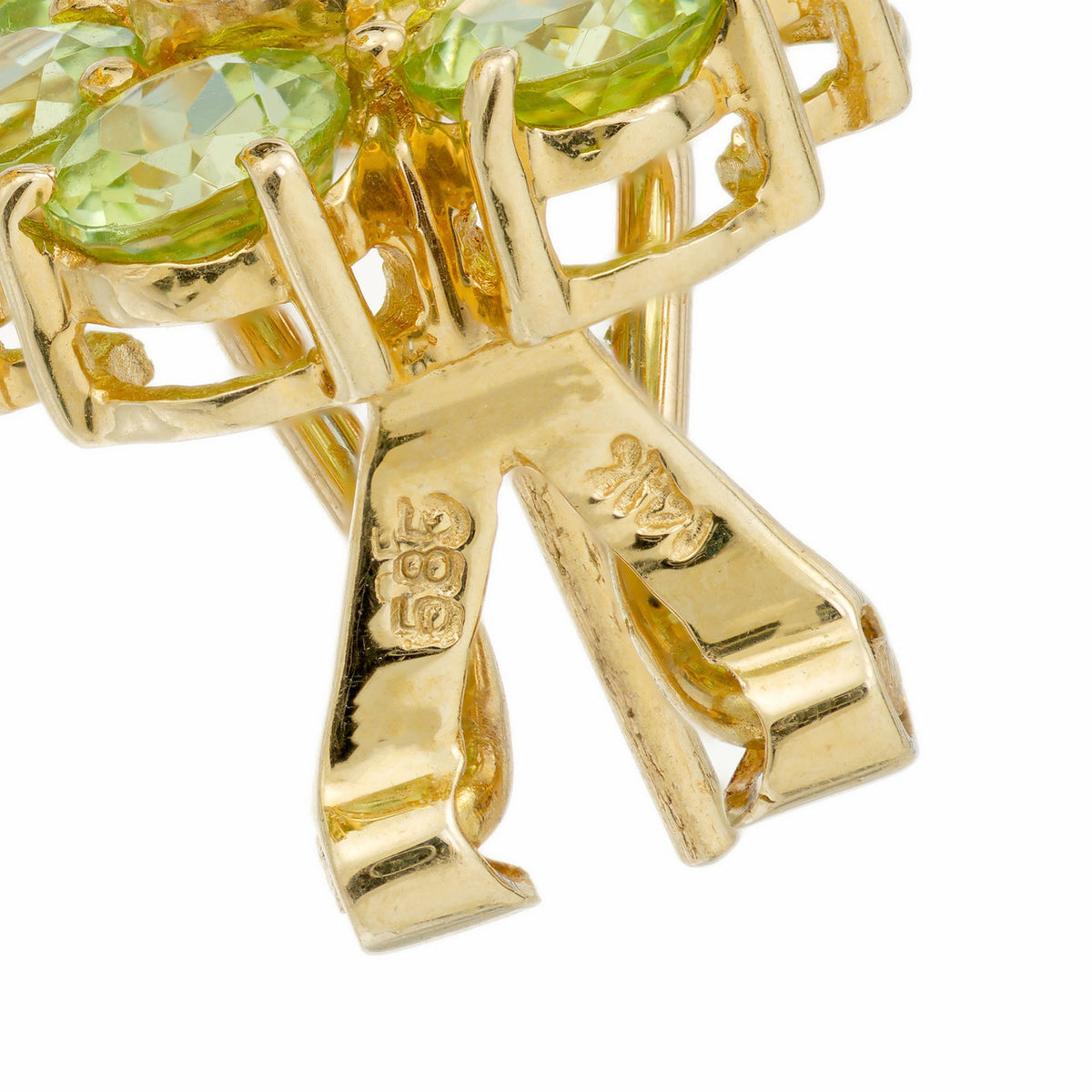 2.25 Carat Peridot Topaz Yellow Gold Cluster Clip Post Earrings – image 6