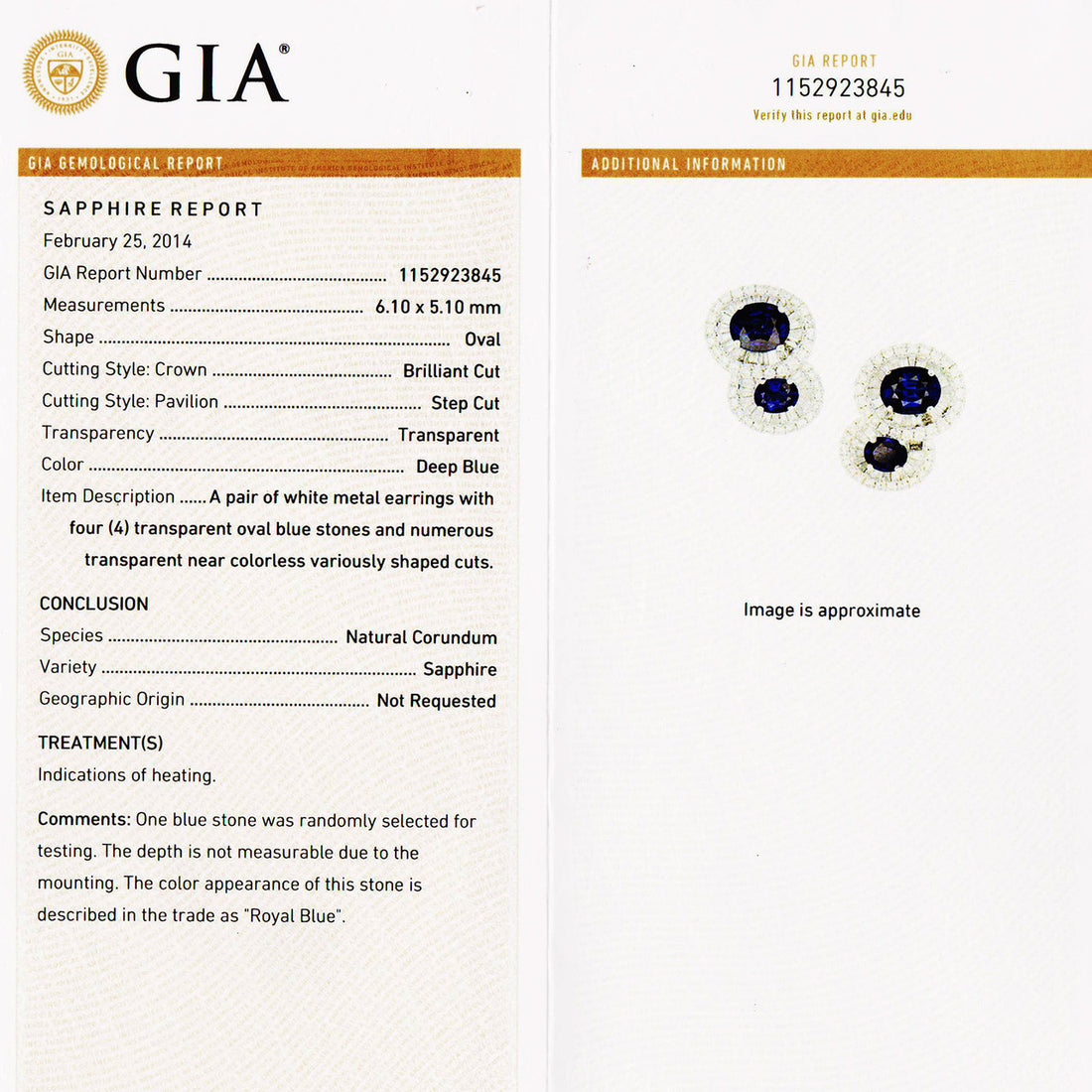 GIA Certified 2.43 Carat Royal Blue Sapphire Diamond Halo Gold Earrings – image 3