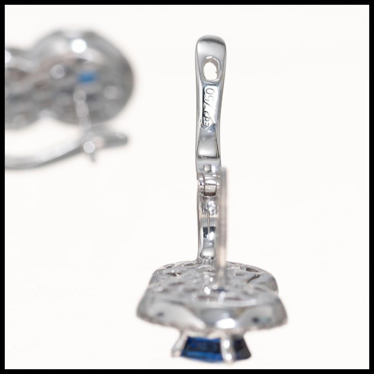 GIA Certified 2.43 Carat Royal Blue Sapphire Diamond Halo Gold Earrings – image 5