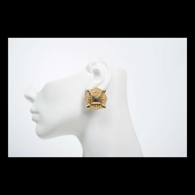 2.52 Carat Diamond Textured Yellow White Gold Clip Post Earrings – image 4