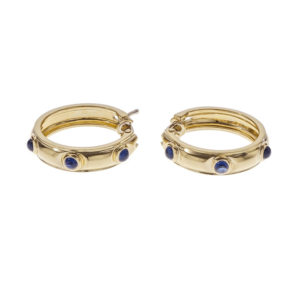 Tiffany & Co Cabochon Sapphire Hoop Earrings 18k Yellow Gold