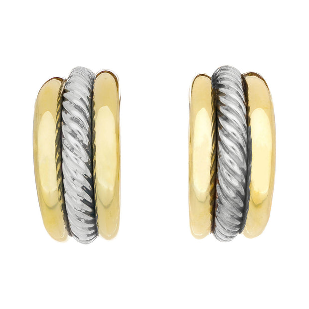 David Yurman Yellow Gold Sterling Silver Huggie Hoop Earrings