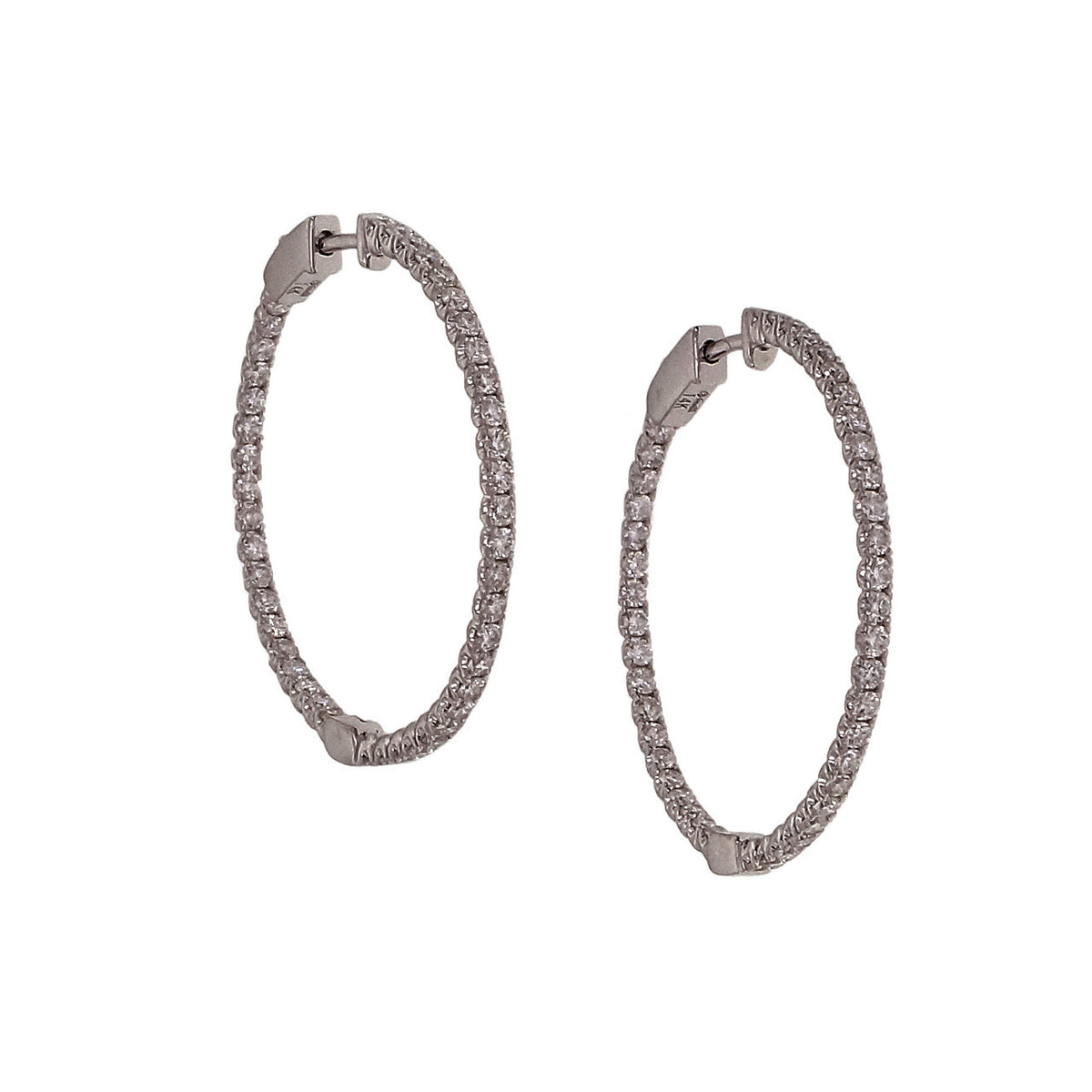 Venetti Diamond Hoop Earrings 1.32ct Inside Out 14k White Gold