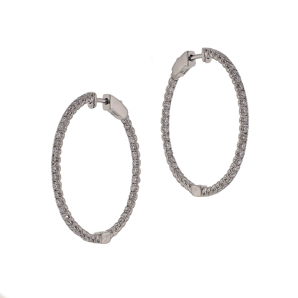 Venetti Diamond Hoop Earrings 1.32ct Inside Out 14k White Gold – image 2