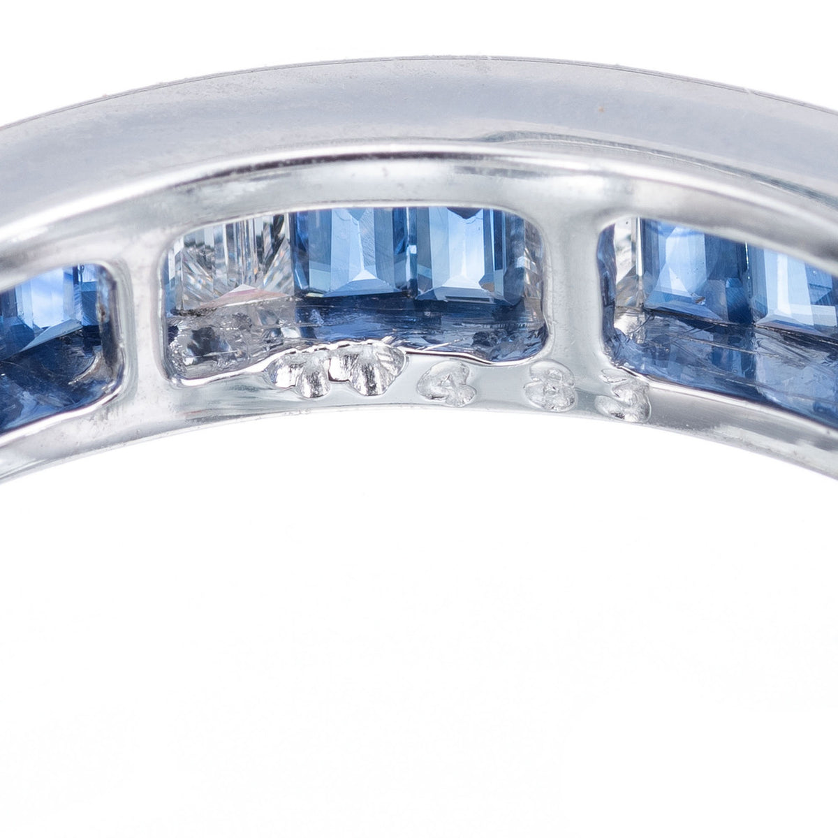1.39 Carat Blue Sapphire Diamond White Gold Hoop Earrings – image 5