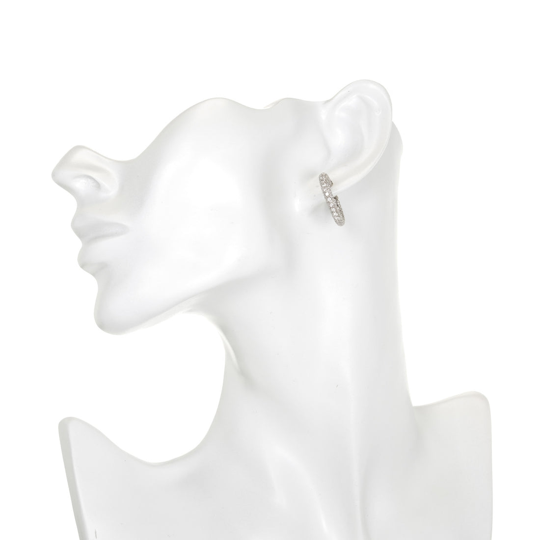 Pave Diamond White Gold Hoop Earrings – image 6