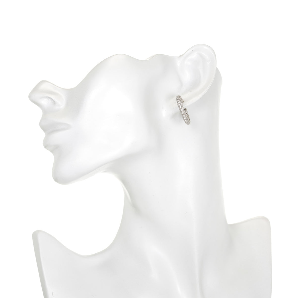 Pave Diamond White Gold Hoop Earrings – image 6