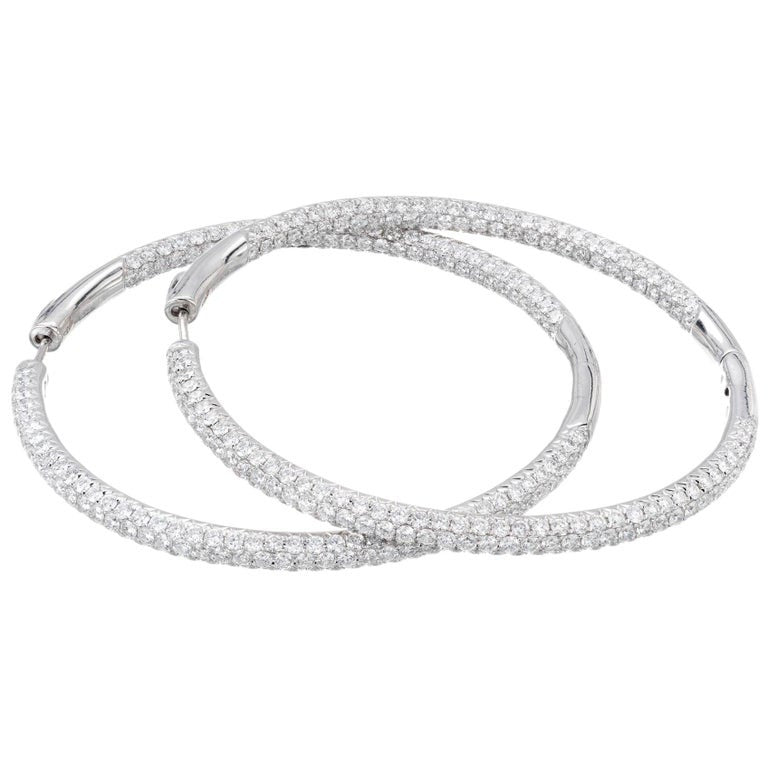 8.00 Carat Micro Pave Diamond Gold Hoop Earrings – image 2