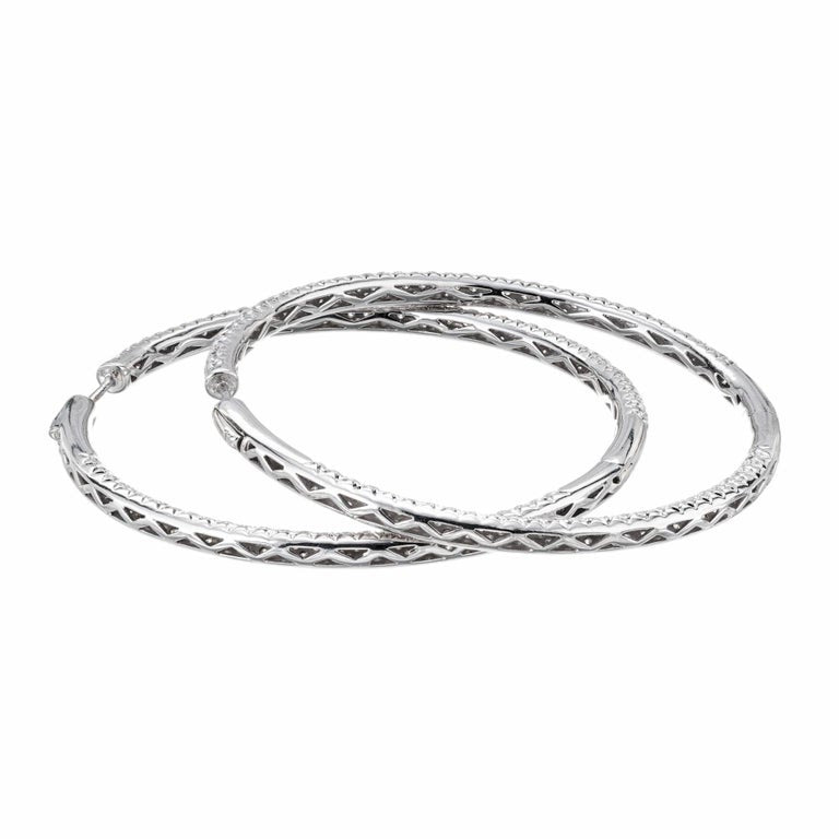 8.00 Carat Micro Pave Diamond Gold Hoop Earrings – image 5