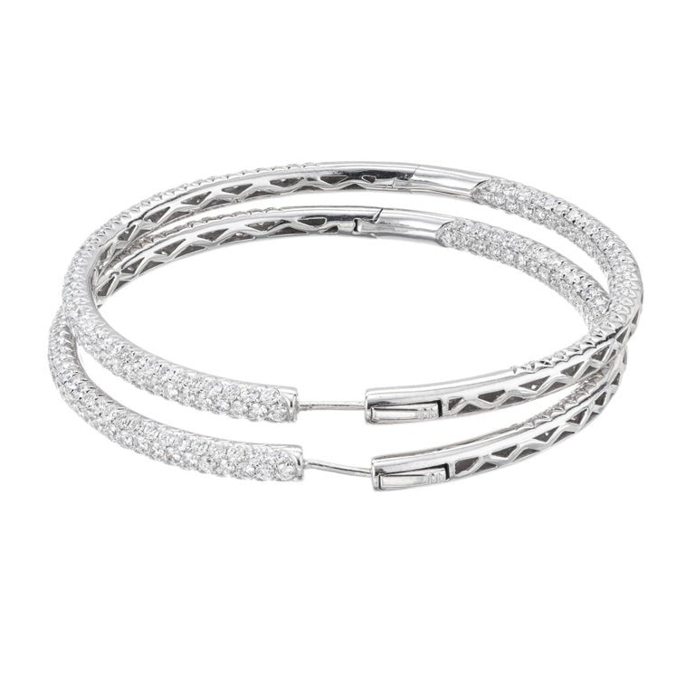 8.00 Carat Micro Pave Diamond Gold Hoop Earrings – image 3