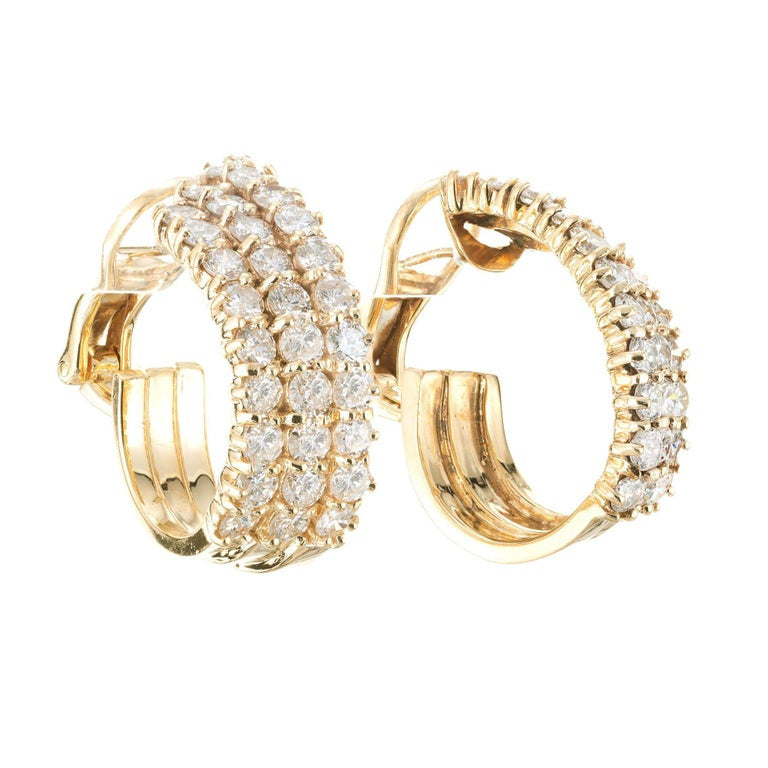 4.25 Carat Diamond Yellow Gold Hoop Earrings – image 2
