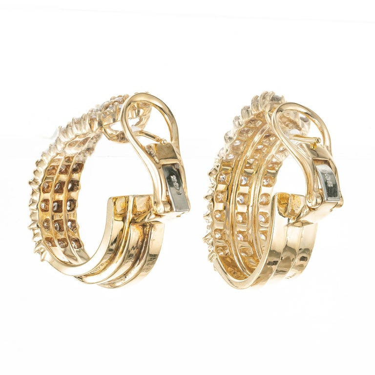 4.25 Carat Diamond Yellow Gold Hoop Earrings – image 3