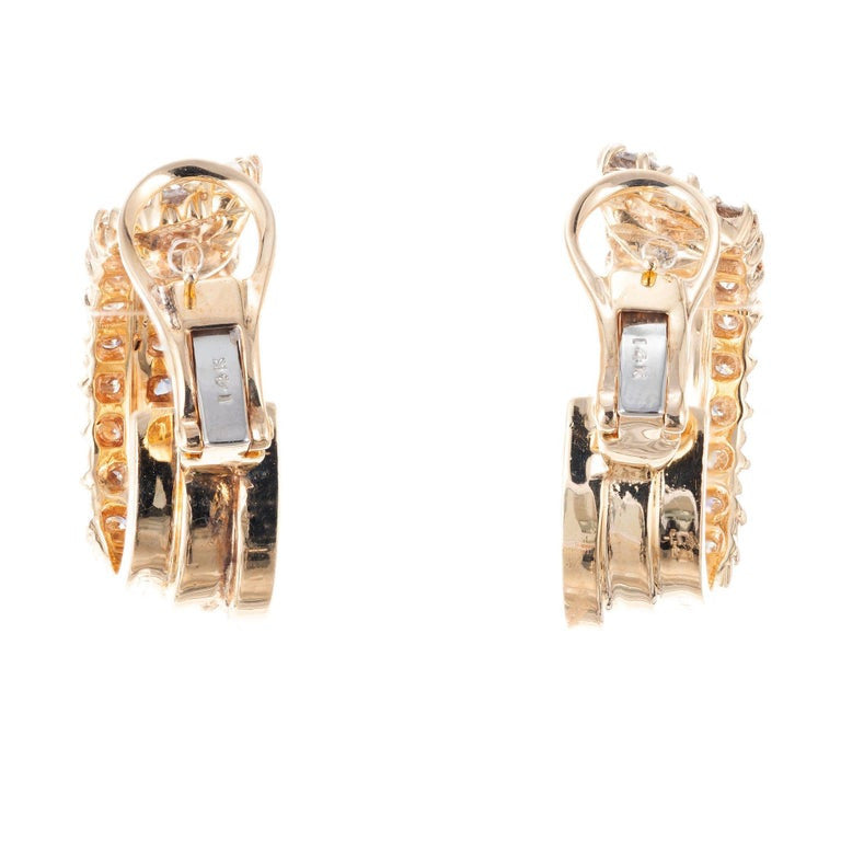4.25 Carat Diamond Yellow Gold Hoop Earrings – image 4