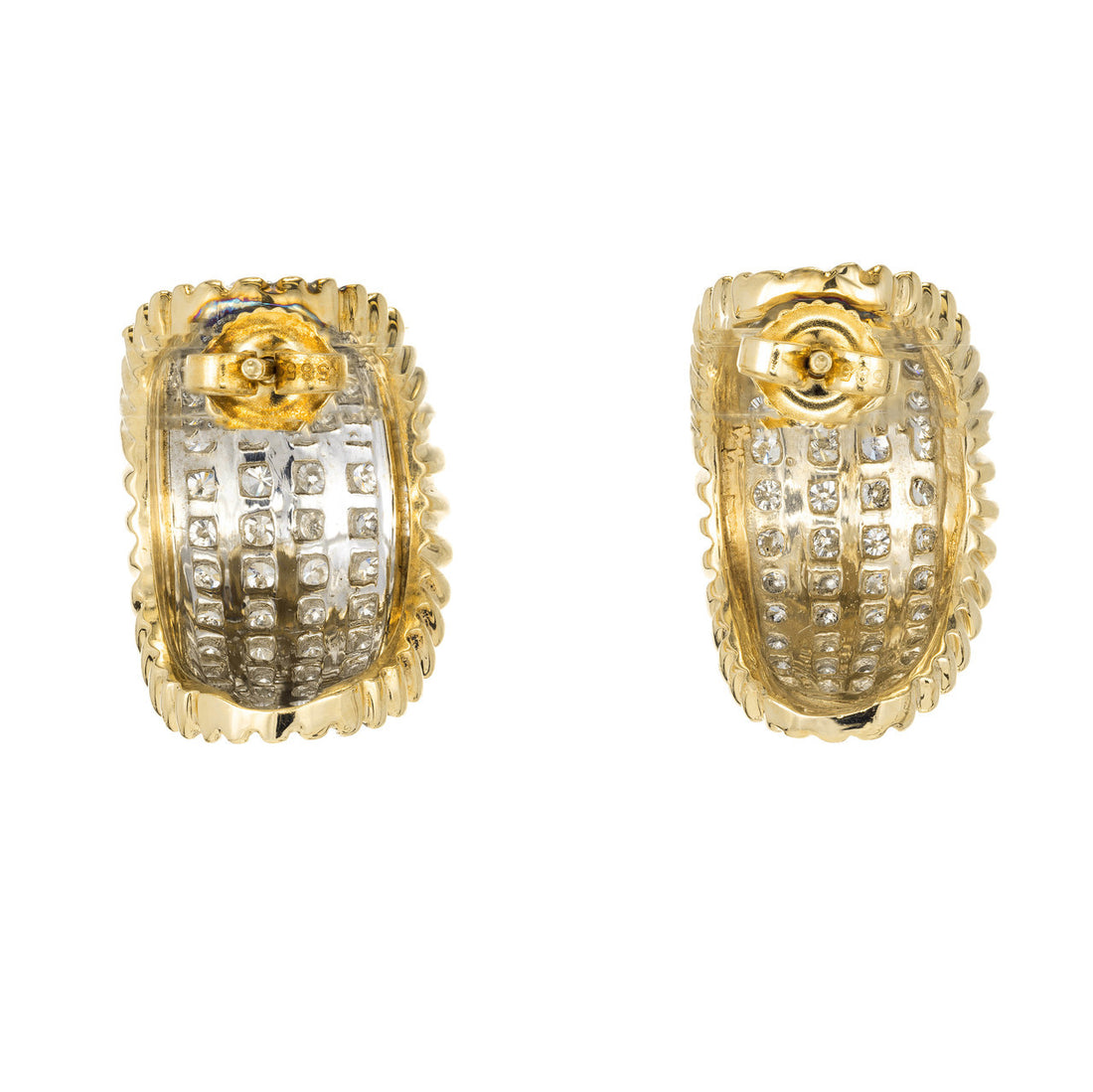 Vintage Curved 2.25ct 1950 Diamond 14k Yellow White Gold Domed Earrings – image 4
