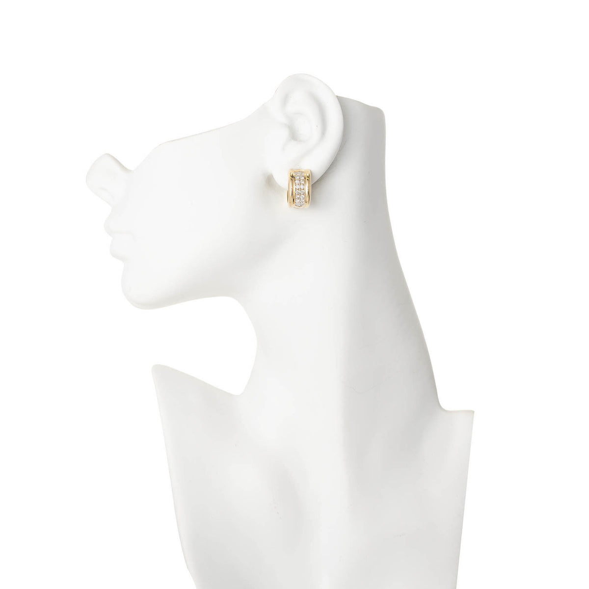 Estate Wide Huggie Diamond Earrings 14k Yellow Gold – image 5