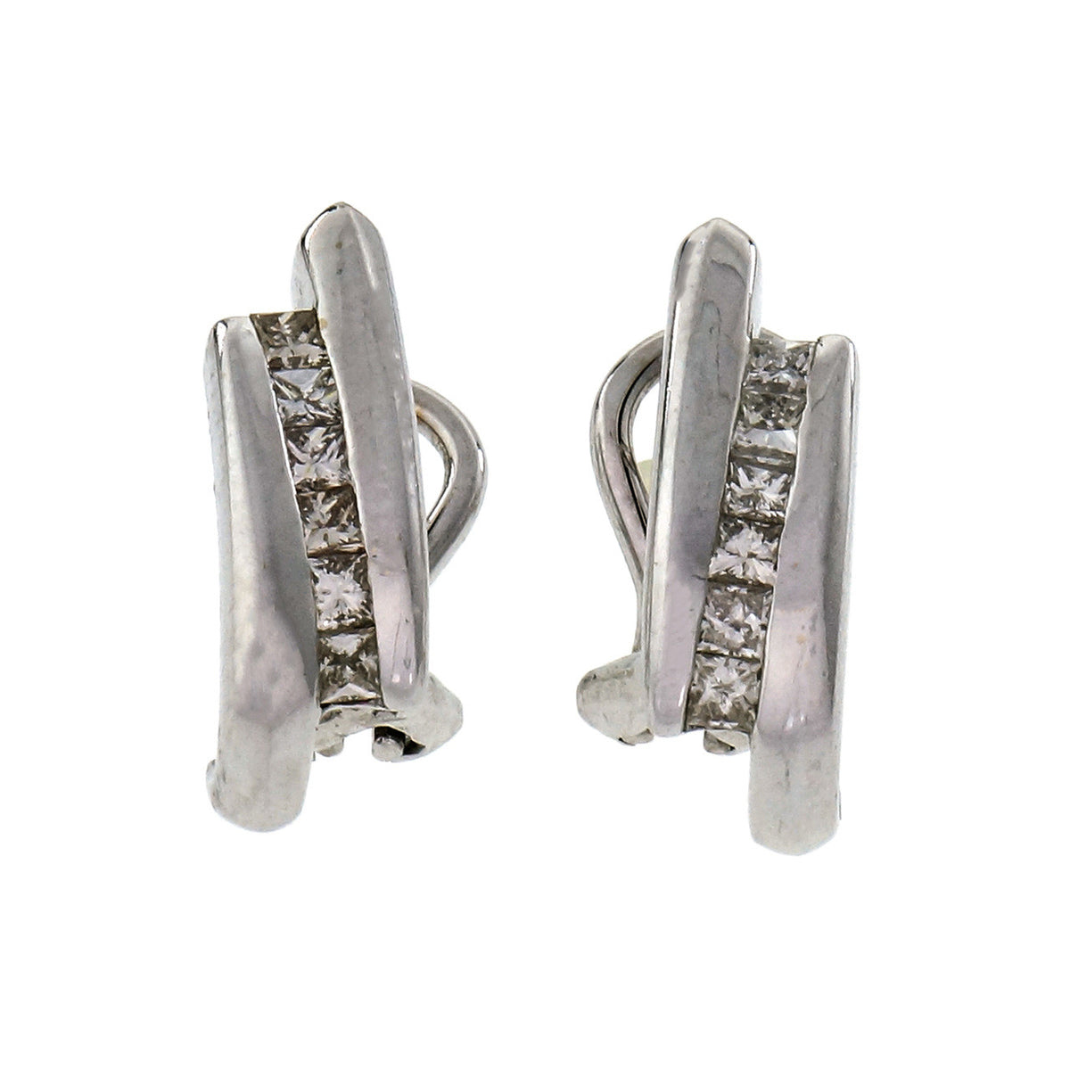 .60 Carat Diamond White Gold Channel Set Earrings