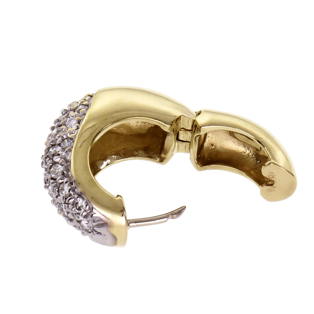 1.00 Carat Diamond Yellow White Gold Huggie Hoop Earrings – image 3