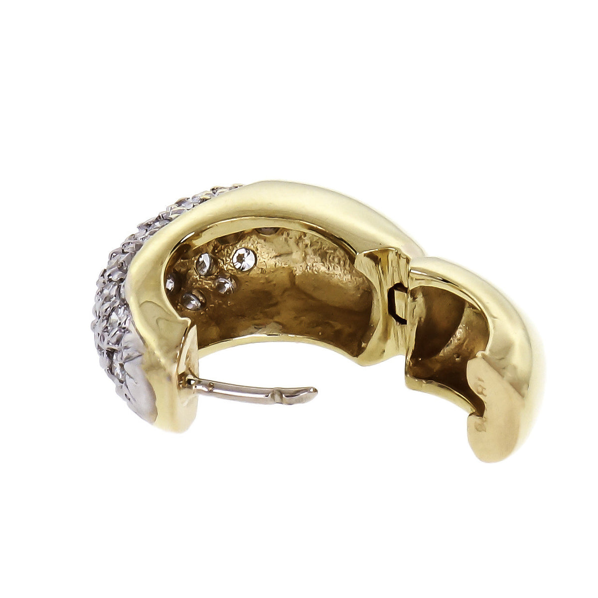 1.00 Carat Diamond Yellow White Gold Huggie Hoop Earrings – image 4