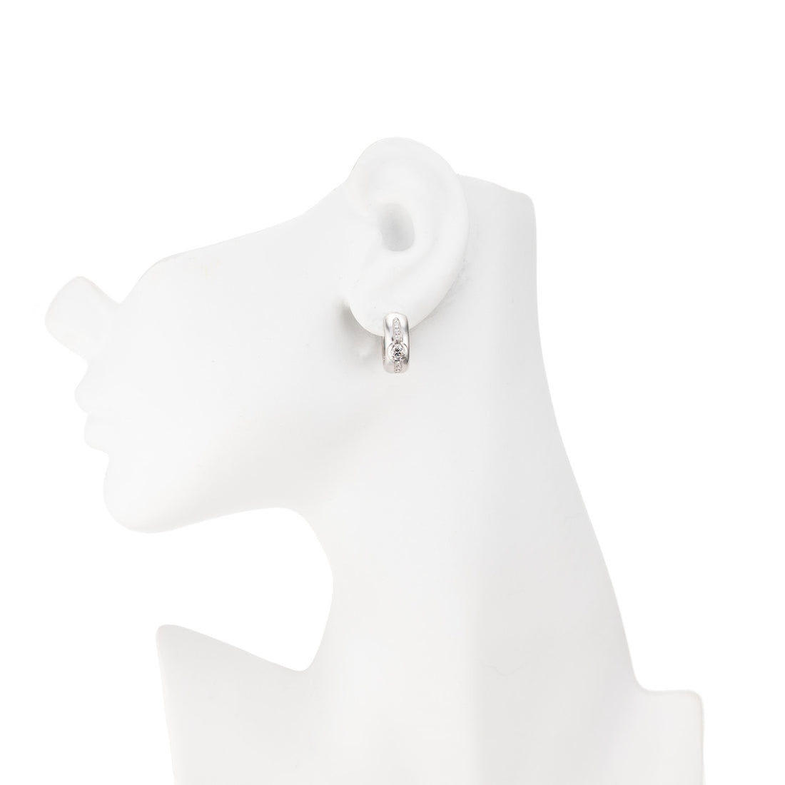 Huggie Diamond Hoop Earrings .51cts 18k White Gold – image 2